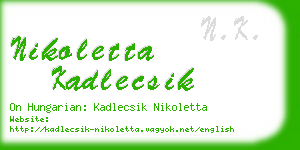 nikoletta kadlecsik business card